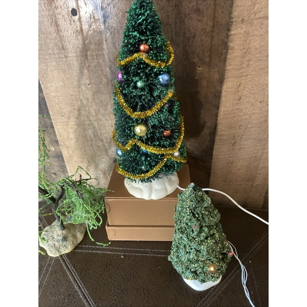 Vintage Lemax Christmas Village Tree Lot of 3‎ Flashing Trees Willow Tested Read